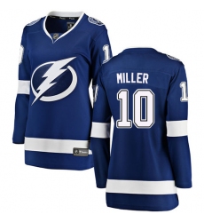 Women's Tampa Bay Lightning #10 J.T. Miller Fanatics Branded Royal Blue Home Breakaway NHL Jersey