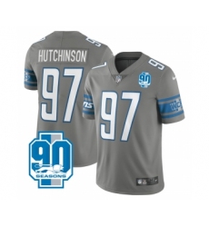 Men's Nike Detroit Lions #97 Aidan Hutchinson Grey 2023 90th Anniversary Vapor Untouchable Limited Stitched Jersey