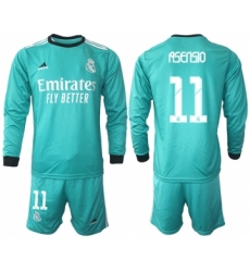 Men 2021-2022 Club Atletico Madrid second away blue Long Sleeve 11 Soccer Jersey