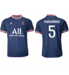 Men 2021-2022 Club Paris St German home aaa version blue 5 Soccer Jersey