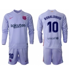Men's 2021-2022 Club Barcelona Second away purple Long Sleeve 10 Soccer Jersey
