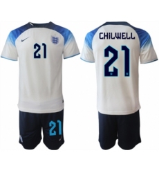 Mens England #21 Chilwell White Home Soccer Jersey Suit