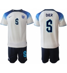 Men's England #5 Dier White Home Soccer Jersey Suit
