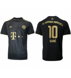 Men's FC Bayern München #10 Leroy Sané Black Away Soccer Jersey