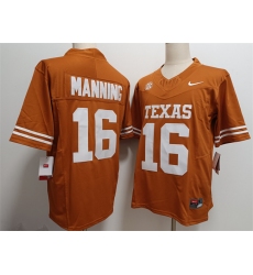 Men's Texas Longhorns #16 Arch Manning Orange F.U.S.E Stitched Jersey