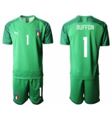 Men's Italy #1 Buffon Green Goalkeeper Soccer Jersey Suit