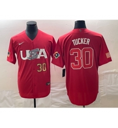 Men's USA Baseball #30 Kyle Tucker Number 2023 Red World Classic With Patch Stitched Jersey