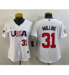 Womens USA Baseball #31 Cedric Mullins Number 2023 White World Classic Stitched Jersey