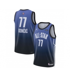 Men's 2023 All-Star #77 Luka Doncic Blue Game Swingman Stitched Basketball Jersey