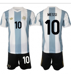 Men's Argentina #10 Lionel Messi White Blue 2024-25 50th Anniversary Home Soccer Jersey Suit