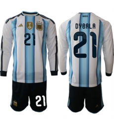 Men's Argentina #21 DYBALA Long Sleeve National Team FIFA x World Cup 2026 Home White On Field Jersey