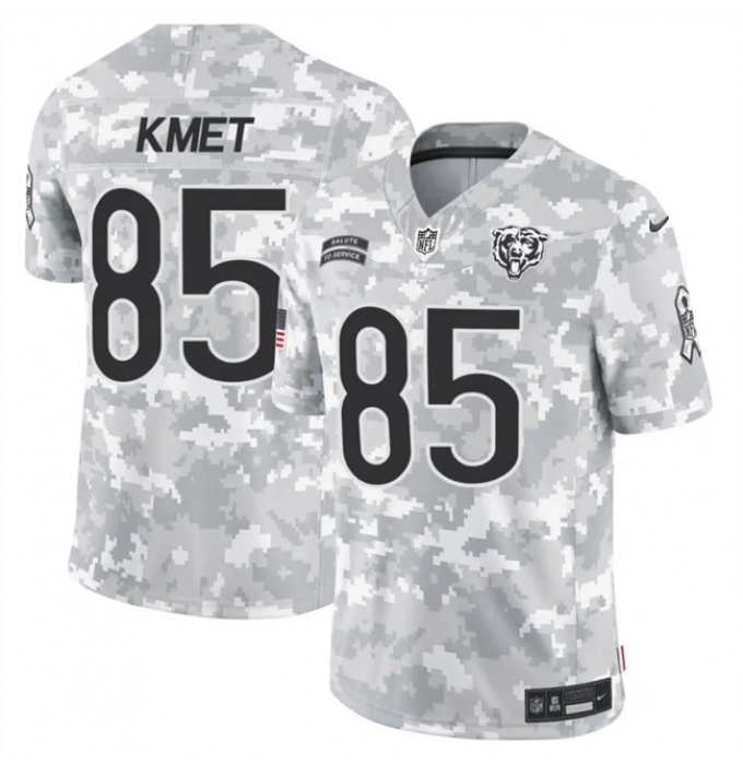 Men's Chicago Bears #85 Cole Kmet 2024 F.U.S.E Arctic Camo Salute To Service Limited Stitched Football Jersey