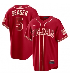 Men's Texas Rangers #5 Corey Seager Red 2026 City Connect Stadium Stitched Baseball Jersey
