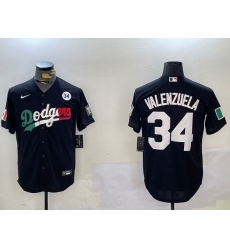 Men's Los Angeles Dodgers #34 Toro Valenzuela Black Mexico 2024 World Series With No. 34 Cool Base Stitched Baseball Jersey