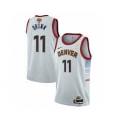 Men's Denver Nuggets #11 Bruce Brown White 2023 Finals Champions Icon Edition Stitched Basketball Jersey