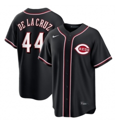 Men's Cincinnati Reds #44 Elly De La Cruz Black Out Stitched Baseball Jersey
