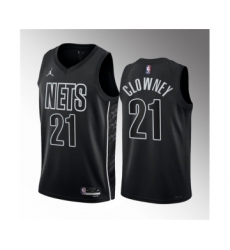 Men's Brooklyn Nets #21 Noah Clowney Black 2023 Draft Statement Edition Stitched Basketball Jersey