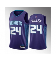 Men's Charlotte Hornets #24 Brandon Miller Purple 2023 Draft Statement Edition Stitched Basketball Jersey