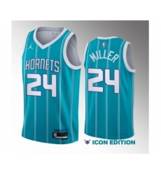 Men's Charlotte Hornets #24 Brandon Miller Teal 2023 Draft Icon Edition Stitched Basketball Jersey