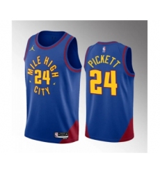 Men's Denver Nuggets #24 Jalen Pickett Blue 2023 Draft Statement Edition Stitched Basketball Jersey