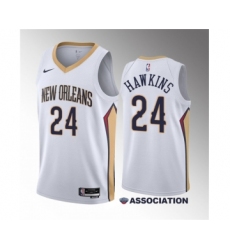 Men's New Orleans Pelicans #24 Jordan Hawkins White 2023 Draft Association Edition Stitched Basketball Jersey