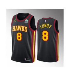 Men's Atlanta Hawks #8 Seth Lundy Black 2023 Draft Statement Edition Stitched Jersey