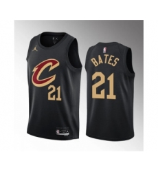 Men's Cleveland Cavaliers #21 Emoni Bates Black 2023 Draft Statement Edition Stitched Jersey