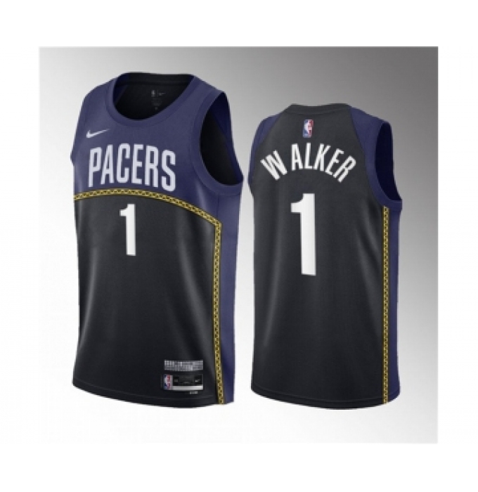 Men's Indiana Pacers #1 Jarace Walker Blue 2023 Draft City Edition Stitched Basketball Jersey