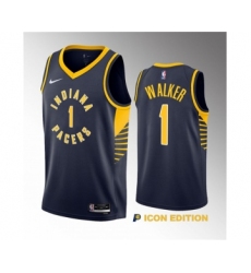 Men's Indiana Pacers #1 Jarace Walker Navy 2023 Draft Icon Edition Stitched Basketball Jersey