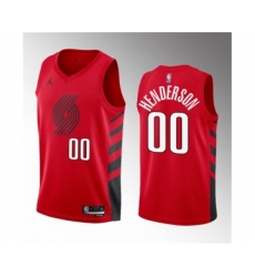 Men's Portland Trail Blazers #00 Scoot Henderson Red 2023 Draft Statement Edition Stitched Basketball Jersey