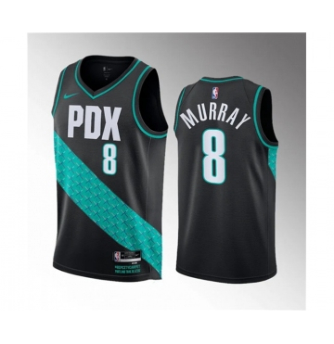 Men's Portland Trail Blazers #8 Kris Murray Black 2023 Draft City Edition Stitched Basketball Jersey