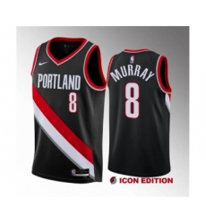 Men's Portland Trail Blazers #8 Kris Murray Black 2023 Draft Icon Edition Stitched Basketball Jersey