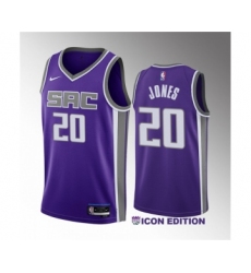 Men's Sacramento Kings #20 Colby Jones Purple 2023 Draft Icon Edition Stitched Jersey