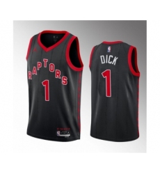 Men's Toronto Raptors #1 Gradey Dick Black 2023 Draft Statement Edition Stitched Basketball Jersey