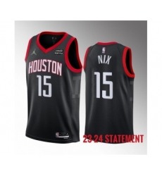 Men's Houston Rockets #15 Daishen Nix Black 2023 Statement Edition Stitched Basketball Jersey