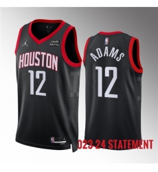 Men's Houston Rockets #12 Steven Adams Black Statement Edition Stitched Jersey