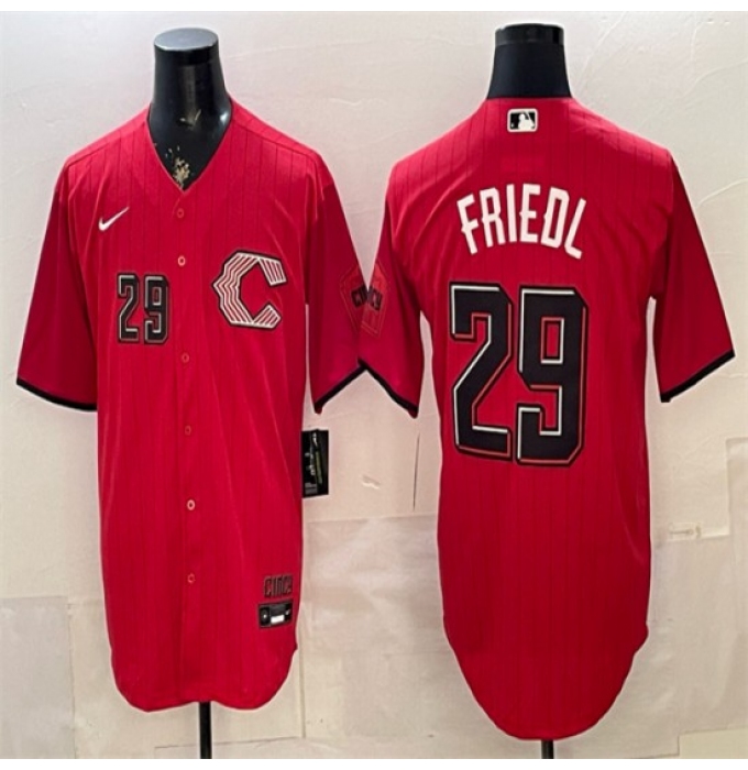 Men's Cincinnati Reds #29 TJ Friedl Red 2026 City Connect Stadium Stitched Baseball Jersey