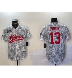 Men's San Francisco 49ers #13 Brock Purdy Arctic Camo 2024 Salute to Service Stitched Baseball Jersey