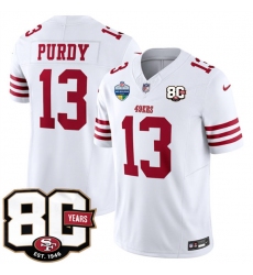 Men's San Francisco 49ers #13 Brock Purdy White 80th Anniversary And Melbourne Game 2026 F.U.S.E. Vapor Untouchable Jersey