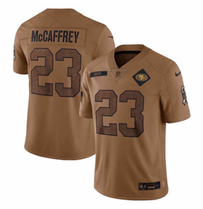 Men's San Francisco 49ers #23 Christian McCaffrey Nike Brown 2023 Salute To Service Limited Jersey