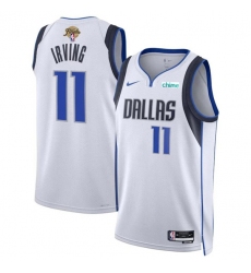 Men's Dallas Mavericks #11 Kyrie Irving White 2024 Finals Association Edition Stitched Basketball Jersey