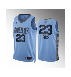 Men's Memphis Grizzlies #23 Derrick Rose Blue Statement Edition Stitched Basketball Jersey