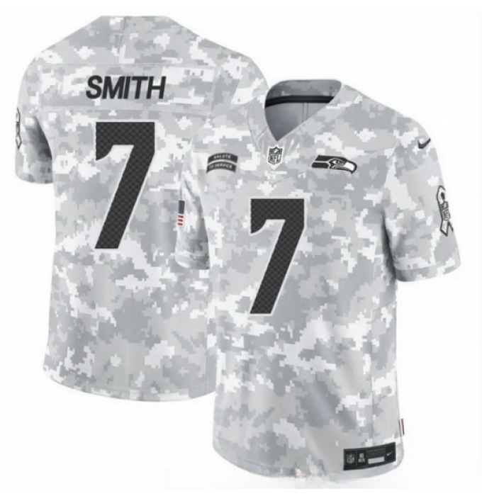 Men's Seattle Seahawks #7 Geno Smith 2024 F U S E Arctic Camo Salute To Service Limited Stitched Football Jersey