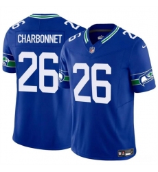 Men's Seattle Seahawks #26 Zach Charbonnet Royal 2024 F.U.S.E Throwback Vapor Limited Stitched Football Jersey