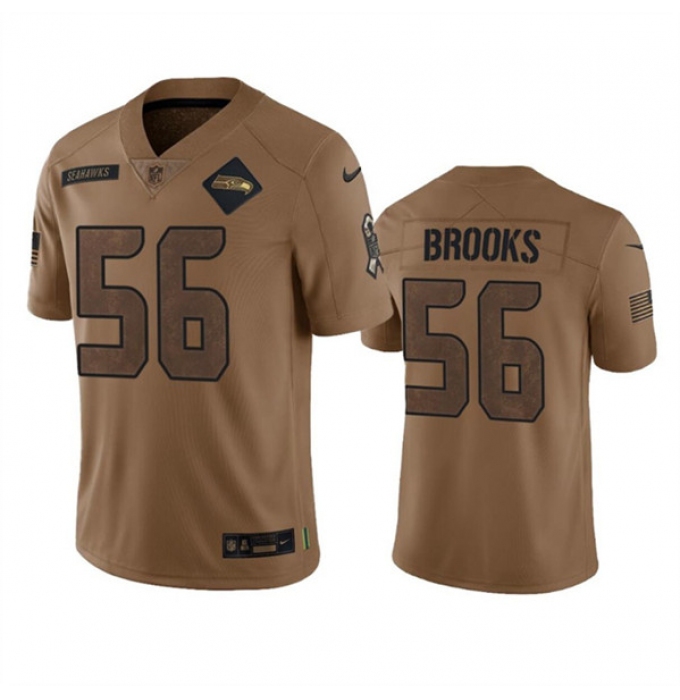 Men's Seattle Seahawks #56 Jordyn Brooks 2023 Brown Salute To Service Limited Football Stitched Jersey