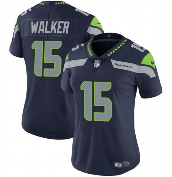 Women's Seattle Seahawks #15 P.J. Walker Navy Vapor Limited Football Stitched Jersey