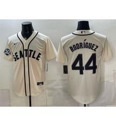 Men's Seattle Mariners #44 Julio Rodríguez Cream 50th Anniversary Alternate Stitched Baseball Jersey