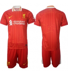 Men's Liverpool Custom 2024-25 Red Home Soccer Jersey Suit