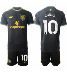 Men Manchester United 2026 Soccer Jerseys Black #10 CUNHA