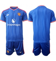 Men's Manchester United Custom 2026-27 Blue Away Soccer Jersey Suit